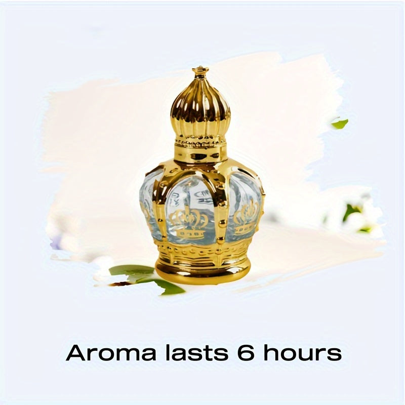 NNETM long lasting floral perfume oil bottle with a golden crown design, fragrant aroma lasts 6 hours.