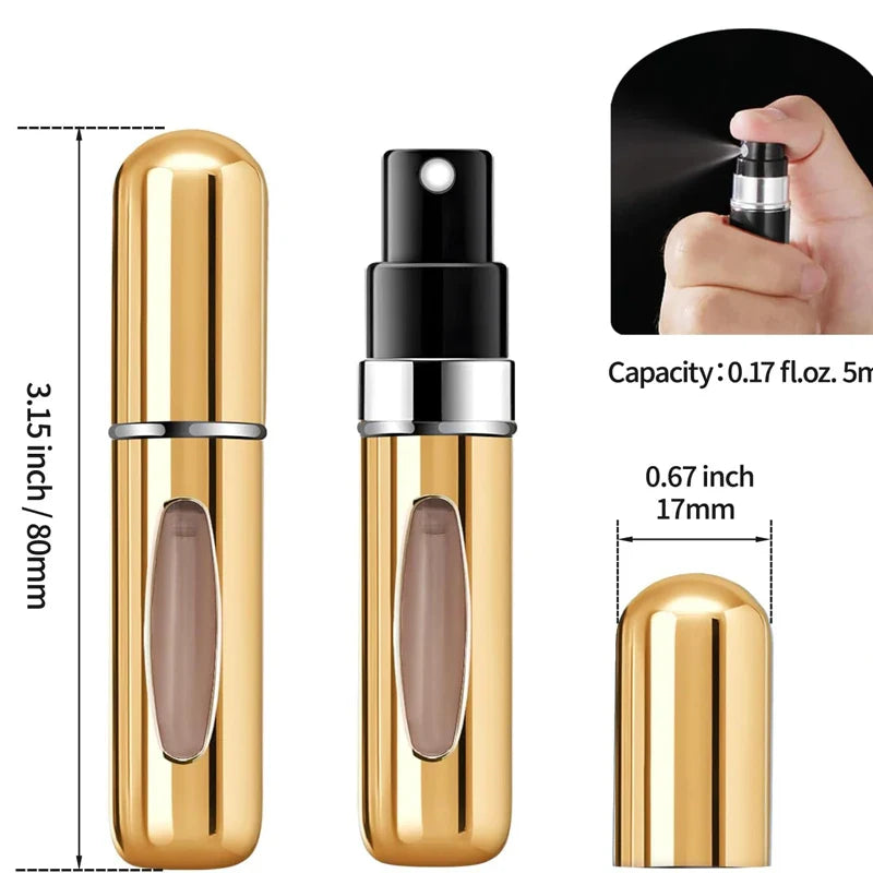 5ml Portable Perfume Atomizer Spray Bottle with sleek design and convenient dimensions, perfect for travel.