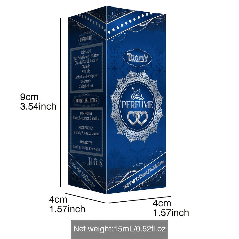 Enchanted Arabian Dreams Essential Oil Perfume packaging, featuring floral and fruity notes, 50ml liquid, alcohol-free.