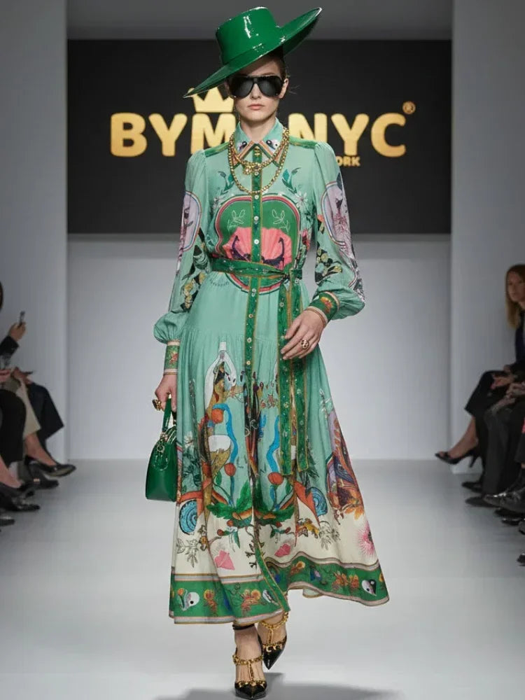 Botanical Print Mini Dress with Puffy Sleeves & Raffia Belt • BYMANYC ® New York - Modz Designs