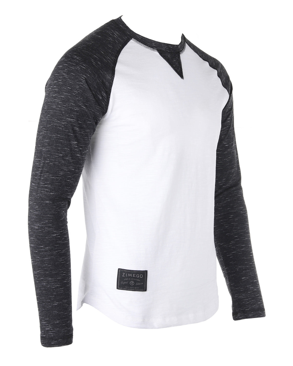 ZIMEGO Men Athletic Fit Baseball Retro Contrast Long Sleeve Raglan T-Shirt in a stylish black and white design.