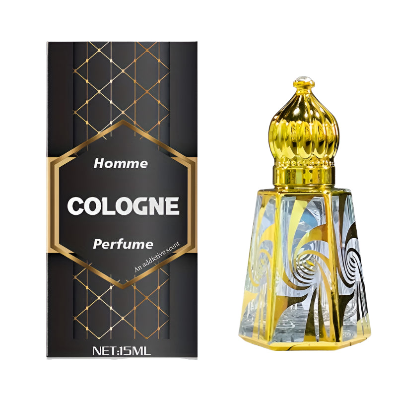 NNETM Homme Cologne Fresh Aromatic Perfume Oil in a stylish bottle with gold accents and packaging.