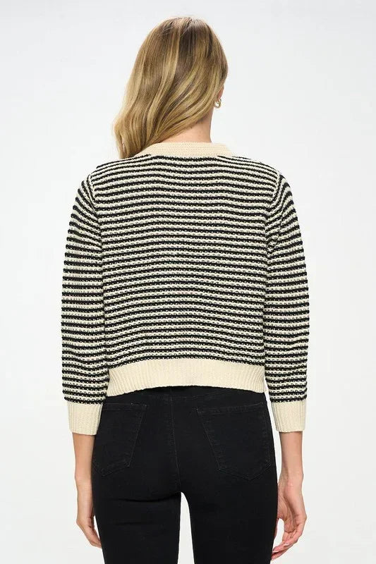 Knit Open Front Mini Cardigan with Buttons - Modz Designs