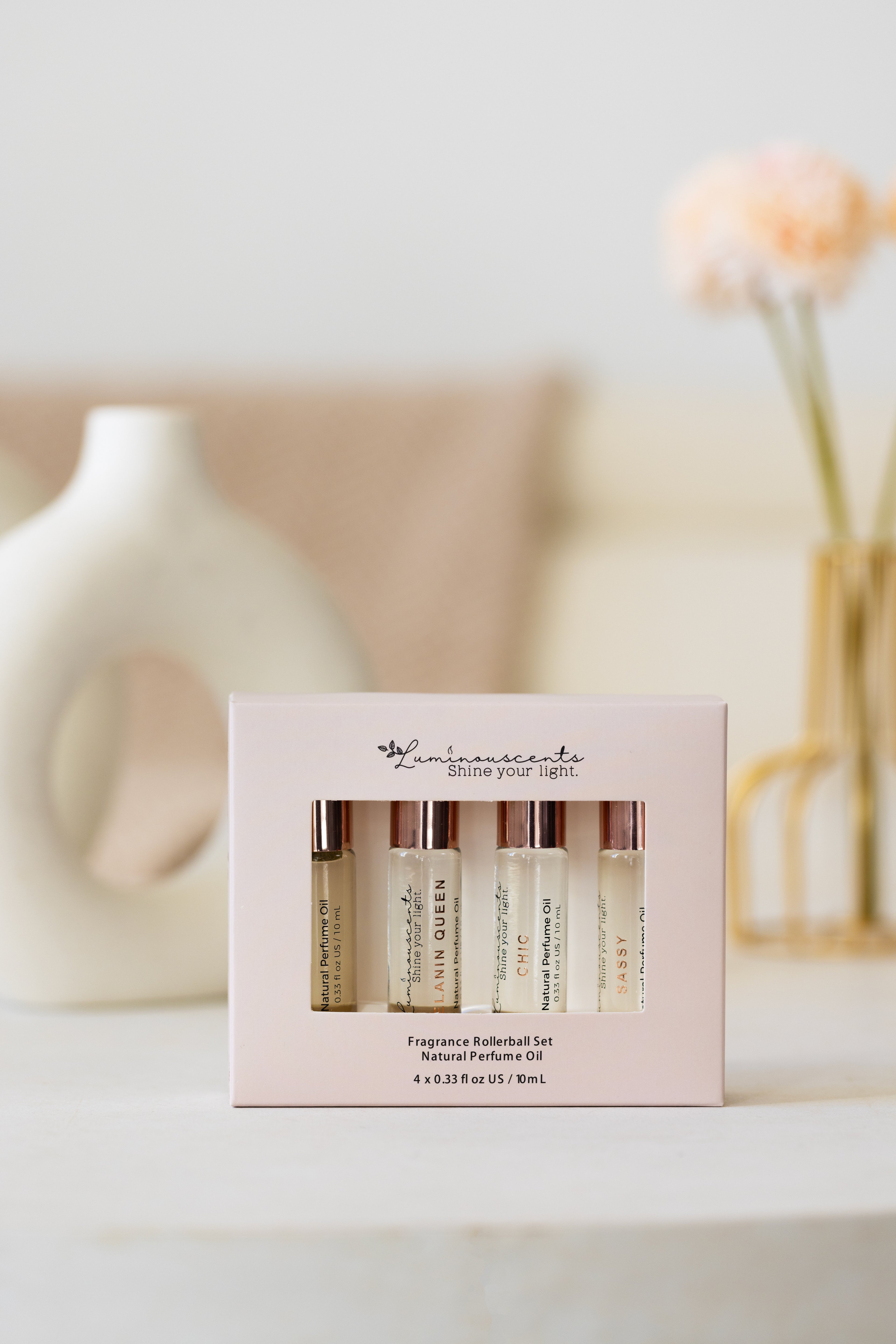 For Her Perfume Oil Roll-On Fragrance Rollerball Set in a beautiful packaging with four samples.
