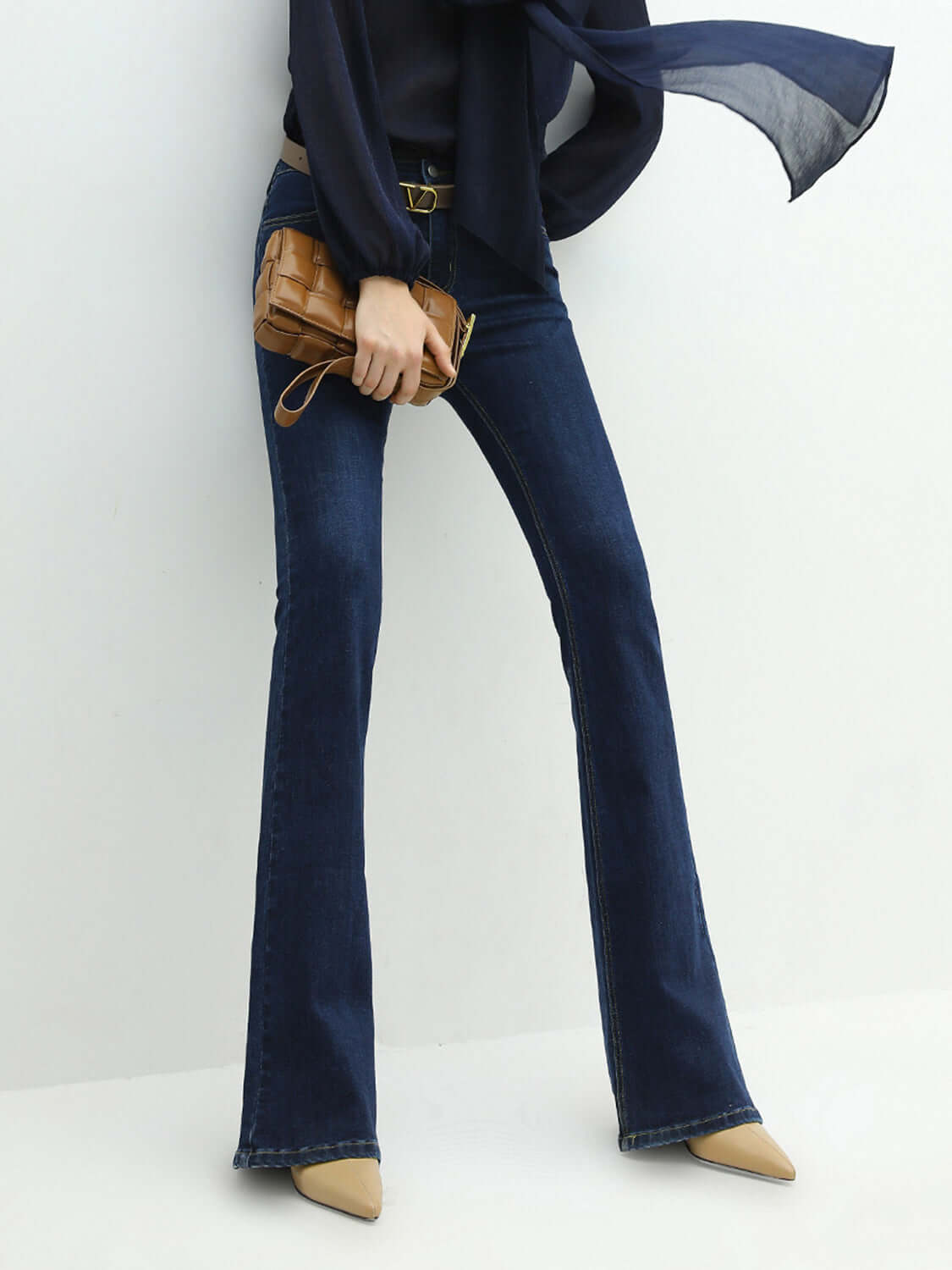 High Rise Cowgirl Navy Flared Jeans - Modz Designs