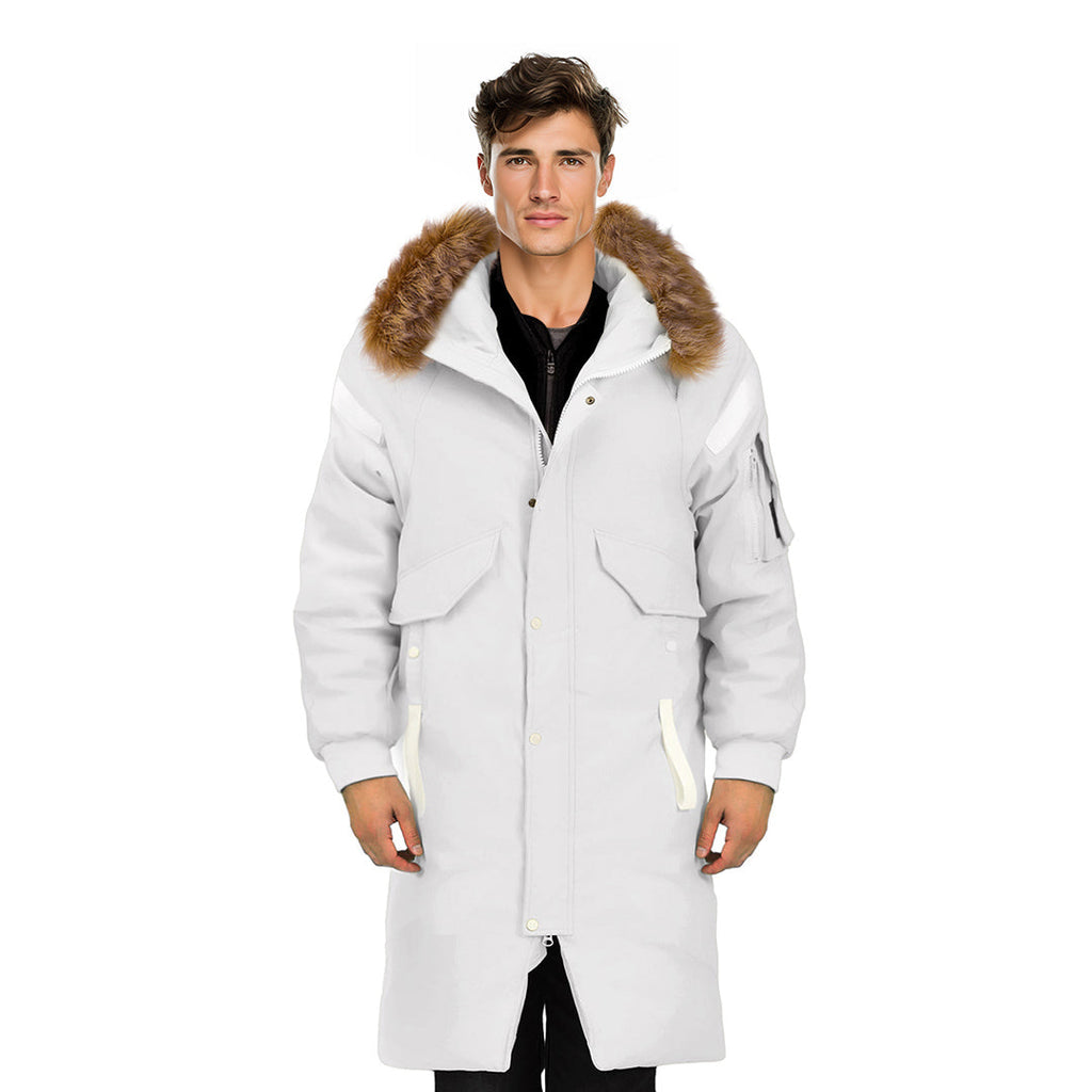 abbee White Winter Fur Hooded Thick Overcoat Jacket Stylish Lightweight Quilted Warm Puffer Coat-0