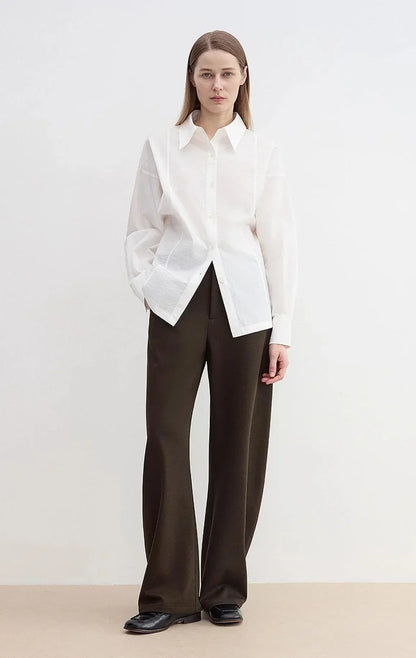 "Nostalgic Stroll" Wool Blended High Waist Curved Scimitar Casual Pants for Women - Modz Designs