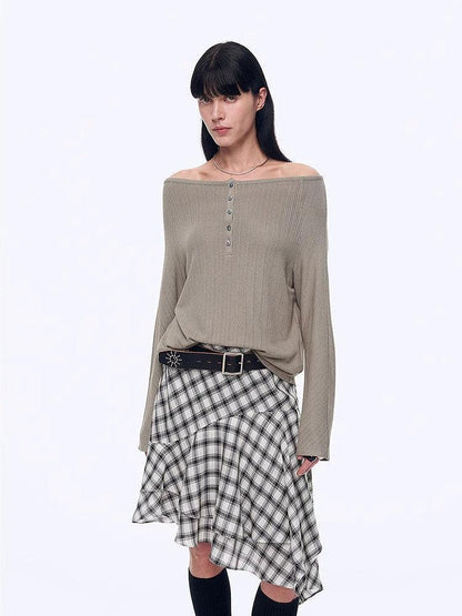 "Fashion Law" Casual One-shoulder Raglan Sleeve T-shirt Top - Modz Designs