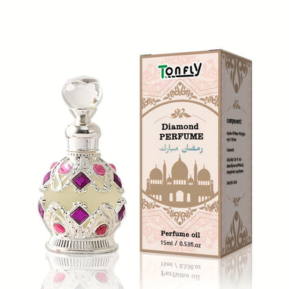 Diamond perfume oil in elegant bottle with floral design and pink accents, perfect for luxurious scent experience.