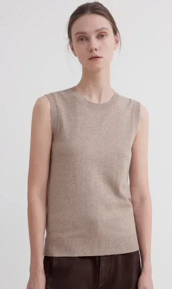 "Six Pence" round neck knitted sweater vest for women - Modz Designs