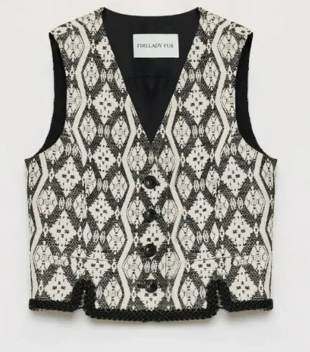 "Venice" Classical simple silhouette Italian imported jacquard ethnic style V-neck vest - Modz Designs
