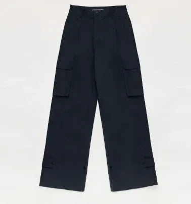 "Leisure First" Personalized three-dimensional large patch pocket straight wide-leg work trousers - Modz Designs