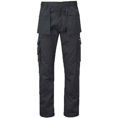 Mens Tuffstuff Pro Work Trousers - 711 in charcoal color with multiple pockets for tools and knee pads.