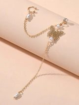 1pc Crystal Pearl Butterfly Long Chain Cartilage Stud Earring Stunning Ear Cuff