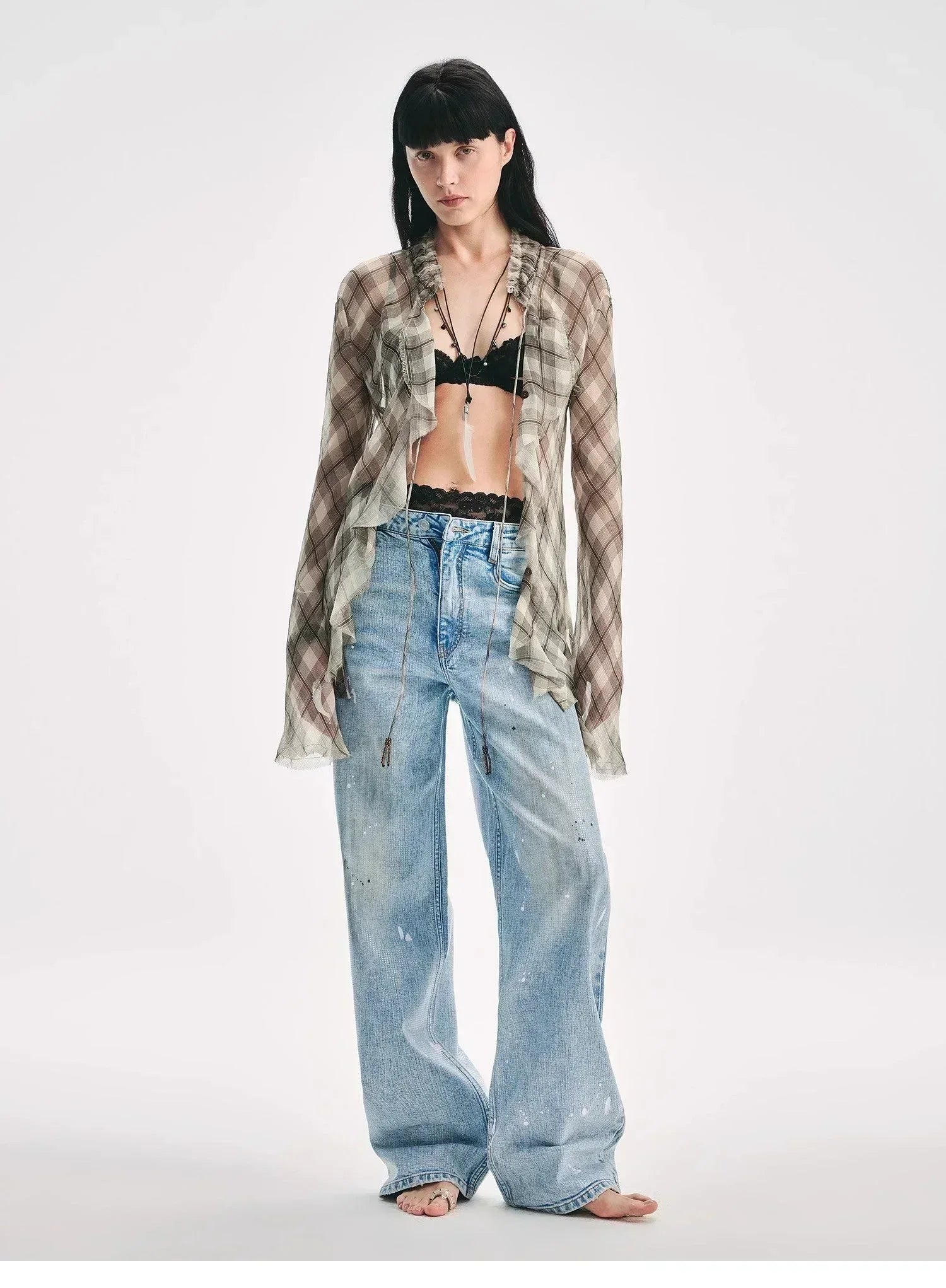 "Fashion Archive" Retro Plaid Light Gauze Cool Slim Shirt - Modz Designs