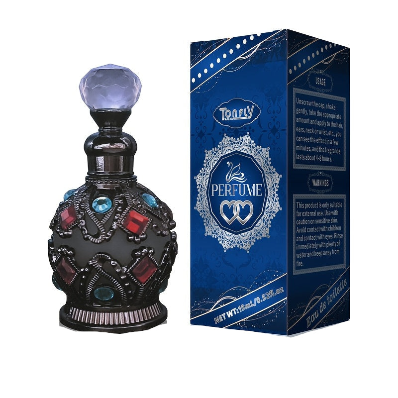 NNETM Enchanted Arabian Dreams Essential Oil Perfume bottle with ornate design and decorative box.