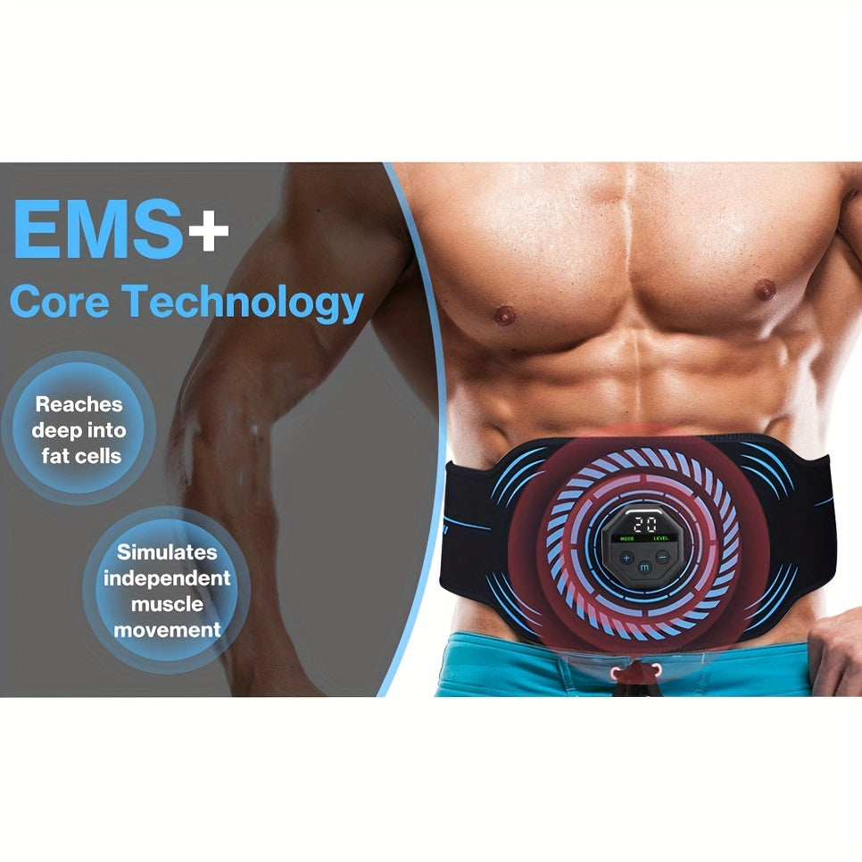 NNETM USB Rechargeable Ab Massage Belt – 6 Modes(Black)