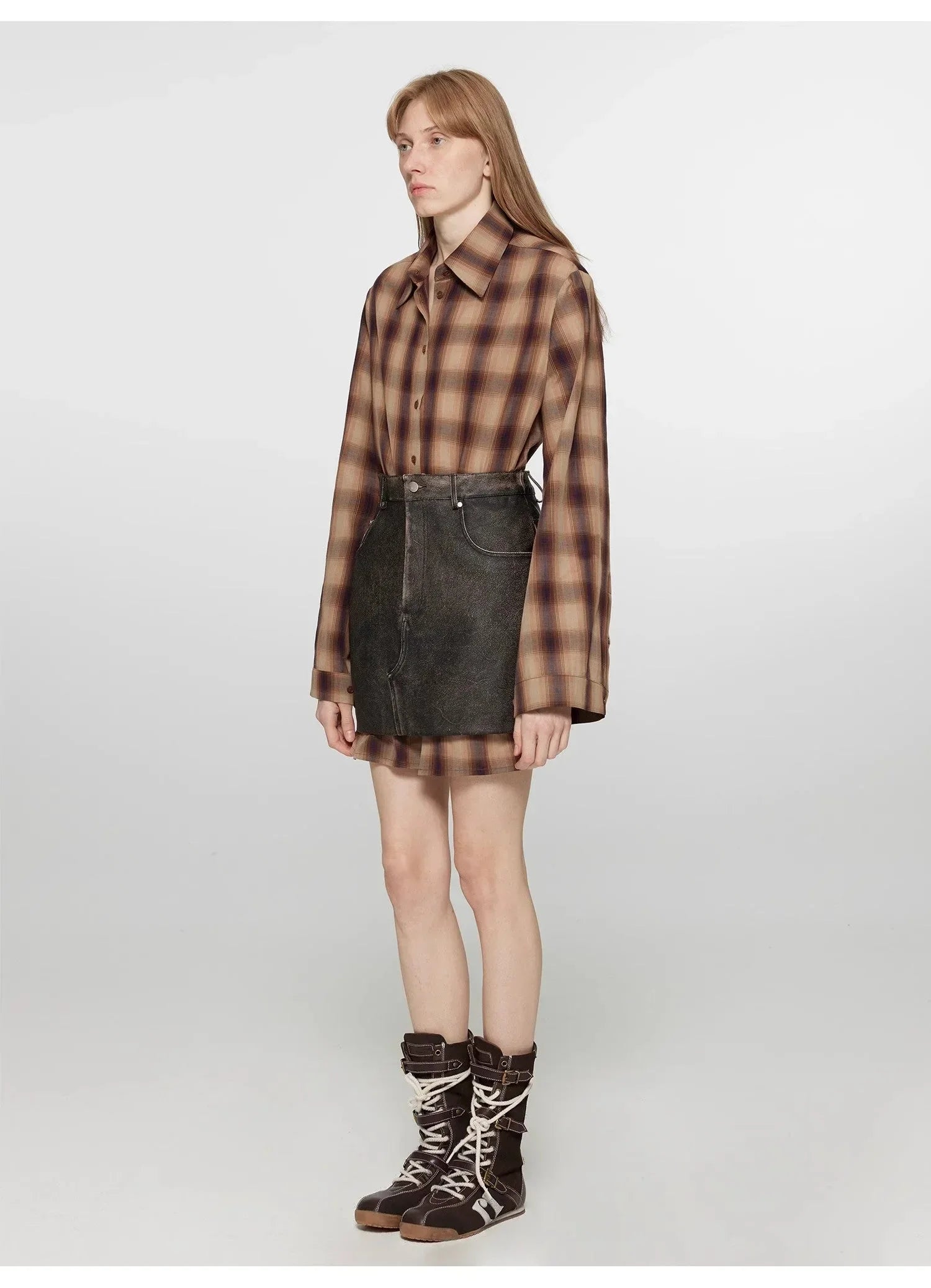"Tea Grid" high-quality high-count cotton loose retro plaid shirt - Modz Designs