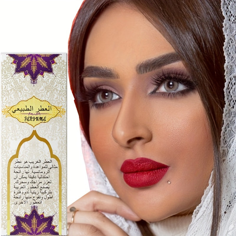 Long-Lasting Arabic Perfume for Women with elegant packaging and model showcasing floral essence.