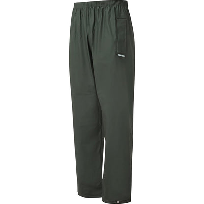 Mens Fort Flex Trousers - 920 in dark green fabric with elasticated waist and side pockets.