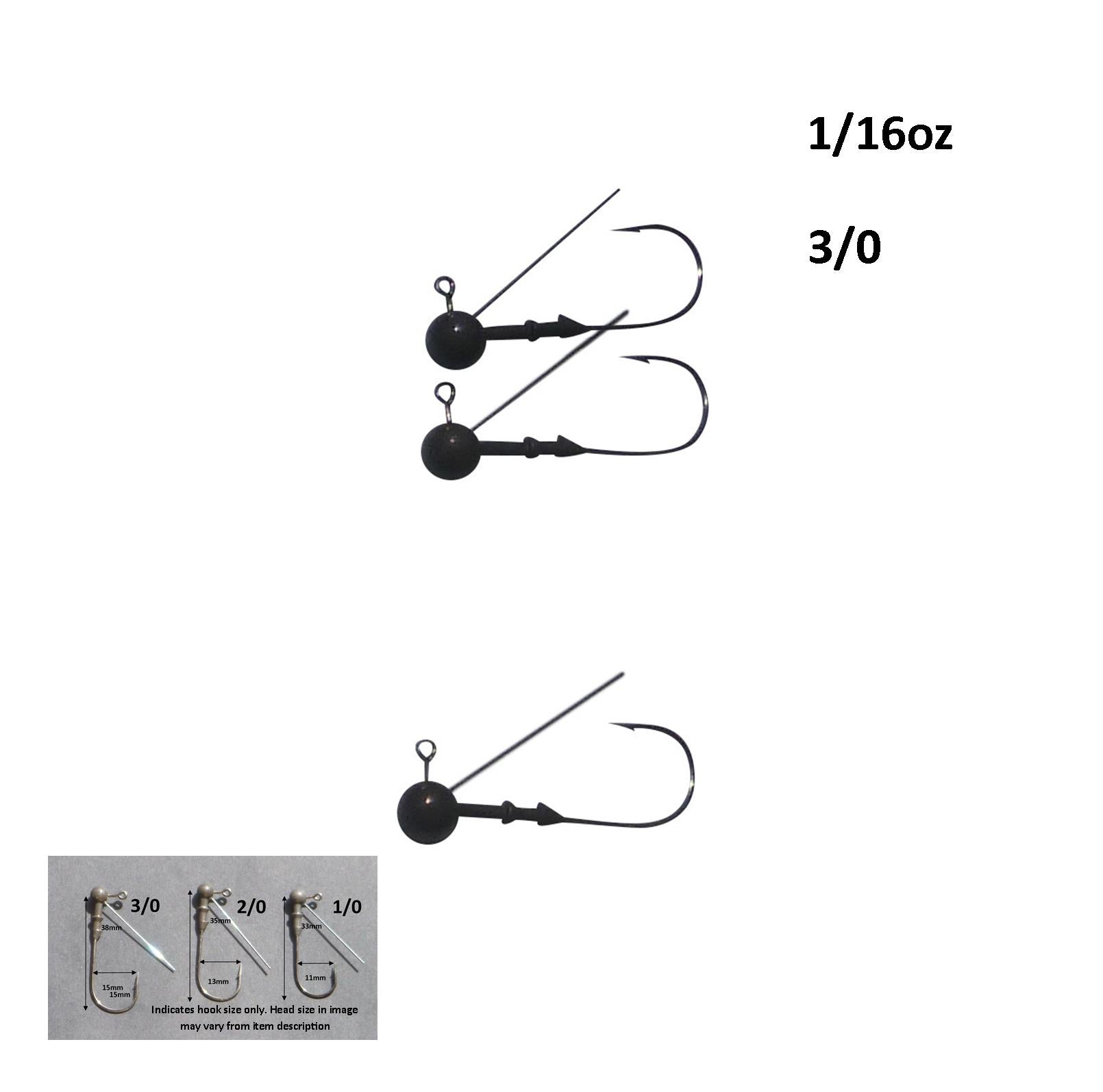 Vike 1/16 oz Weedless Round Jig Head with a Size 3/0 Hook Tungsten, 4 pack-1
