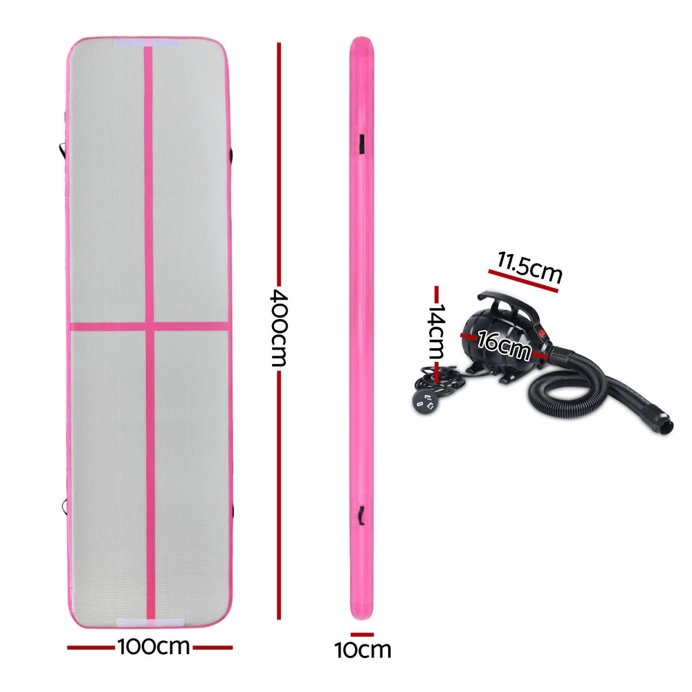 NNEDSZ Everfit 4X1M Airtrack Inflatable Air Track Tumbling Mat W/Pump Floor Gymnastics