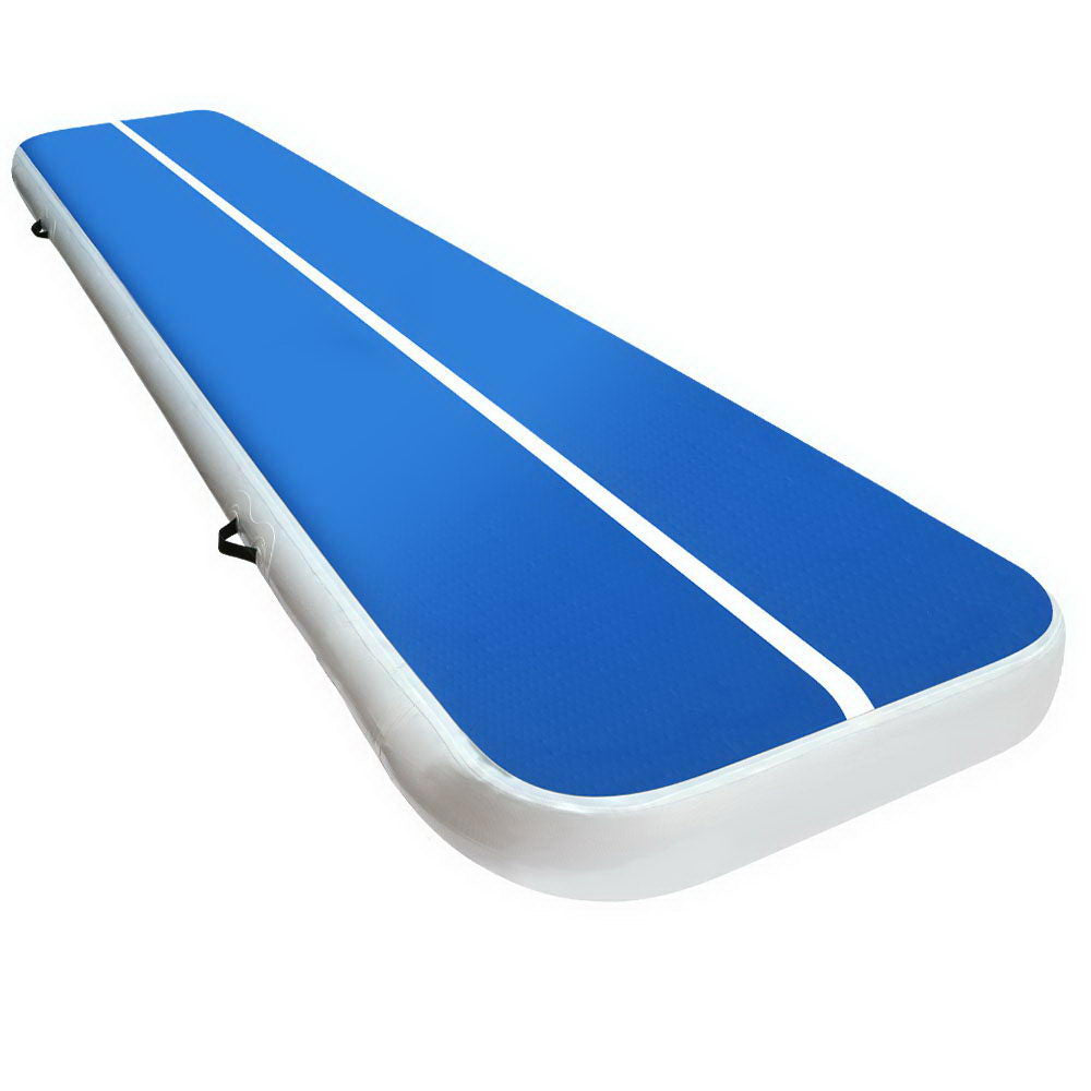 NNEDSZ 4m x 1m Inflatable Air Track Mat 20cm Thick Gymnastic Tumbling Blue And White