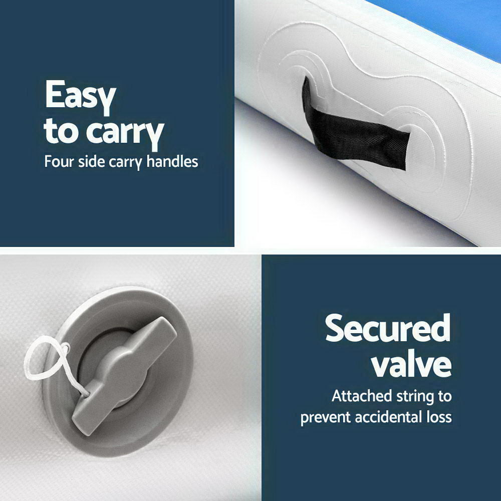 NNEDSZ 4m x 1m Inflatable Air Track Mat 20cm Thick Gymnastic Tumbling Blue And White