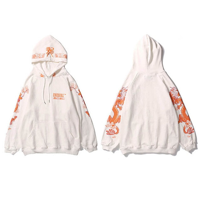 Ancient Chinese Dragon Print Fashion Hoodie Streetwear Mens Hip Hop Hoodie Sweatshirt Casual Black Pullover Cotton Autumn.