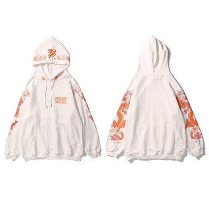 Ancient Chinese Dragon Print Fashion Hoodie Streetwear Mens Hip Hop Hoodie Sweatshirt Casual Black Pullover Cotton Autumn.