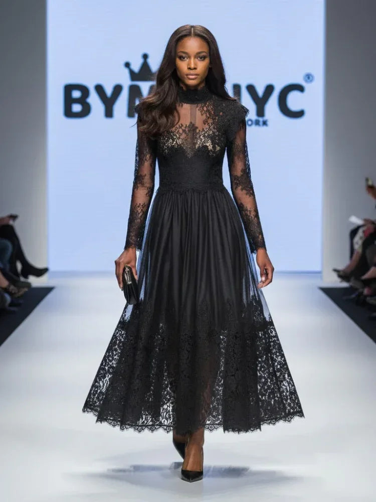 Black Midi Party Dress PARK SLOPE: Prêt-à-Porter Line BYMANYC ® New York - Modz Designs