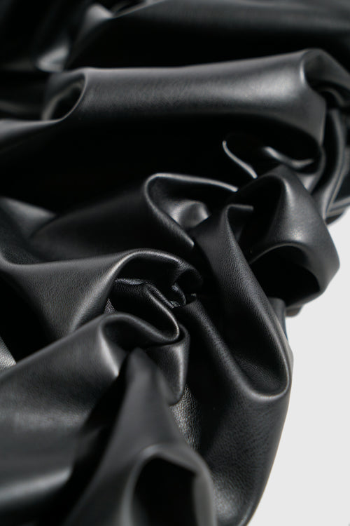 Metal Logo Pinched Comfortable Faux Lambskin Jeans - Modz Designs