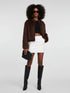 Brown Stand-Up Collar Jacket For Women, Gramercy, BYMANYC New York. - Modz Designs