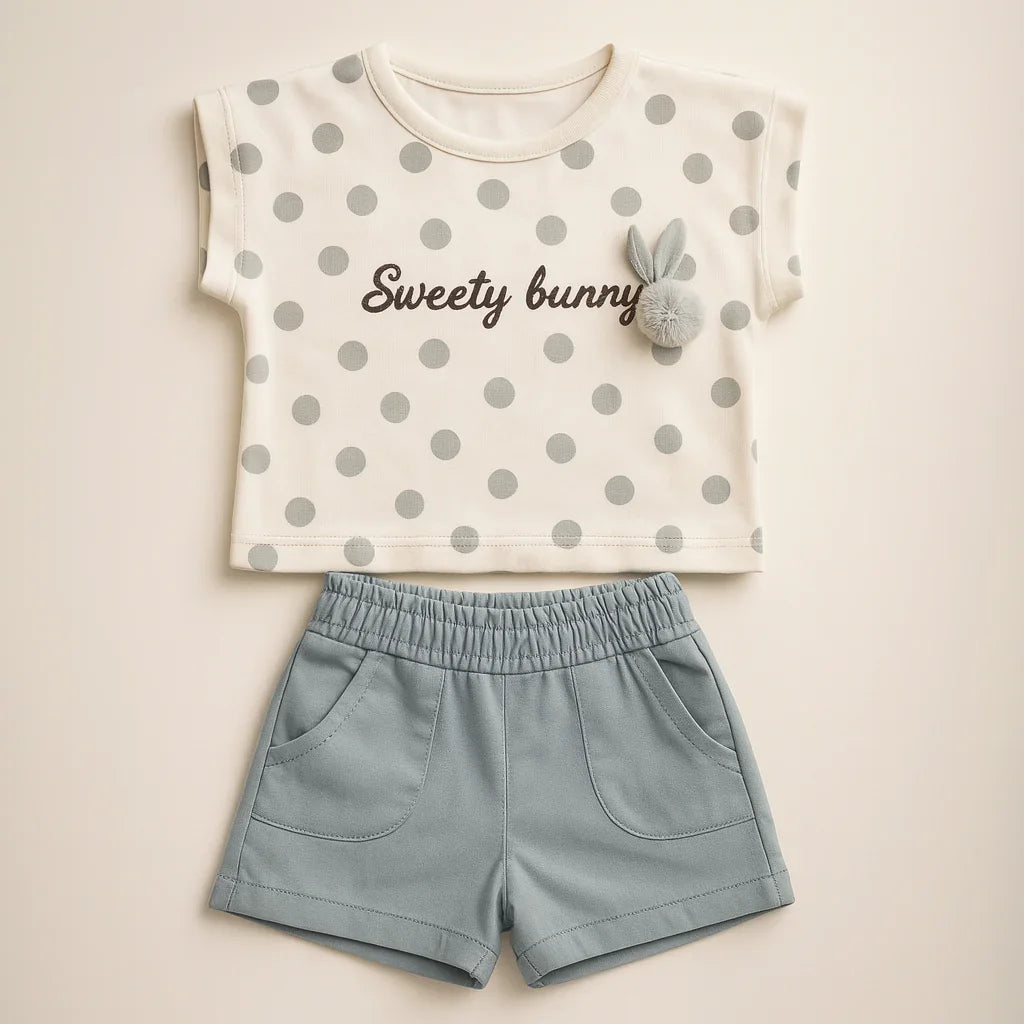 Dotted Charm Girls Casual Set