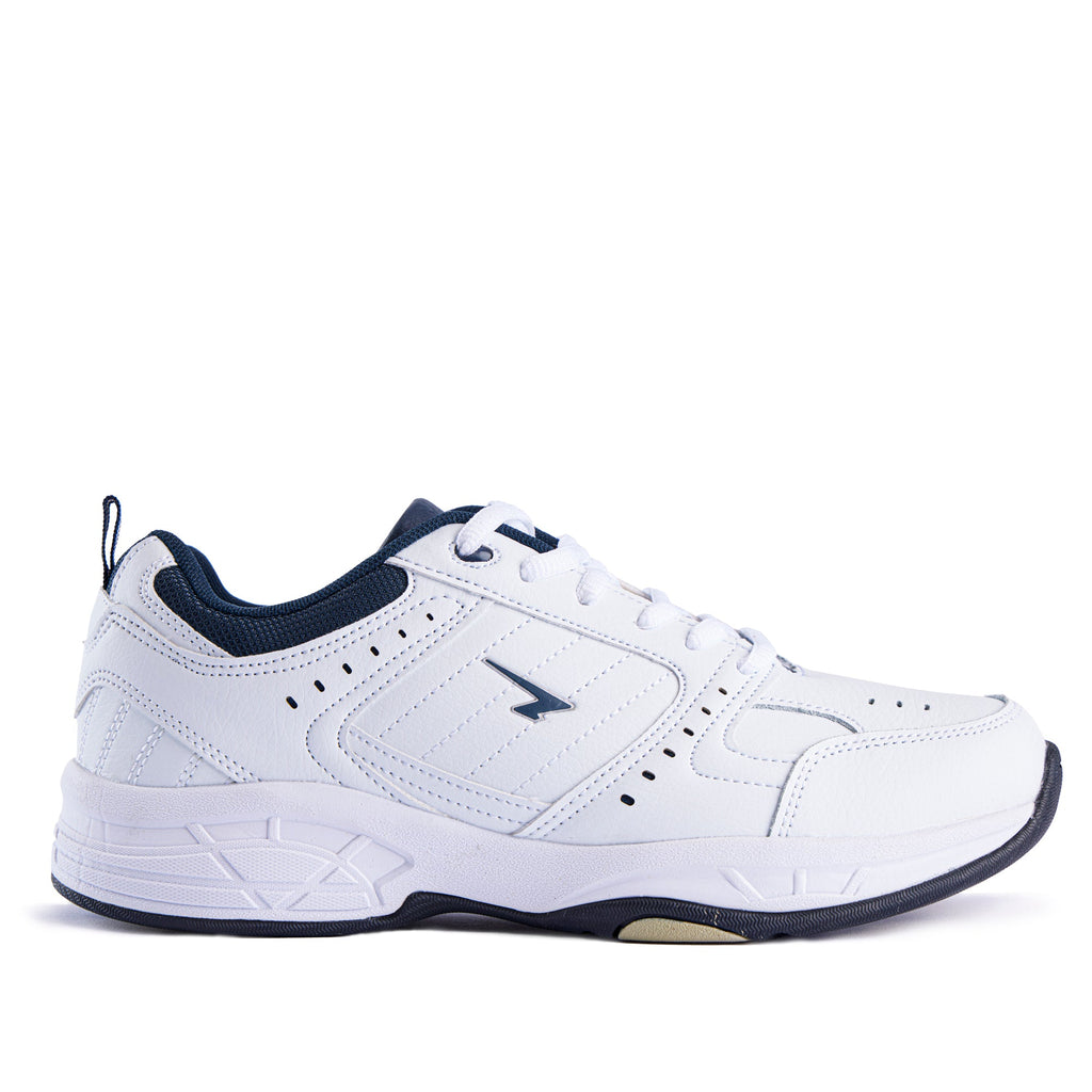 Defy Senior Leather Lace Up Cross Trainer - White Navy