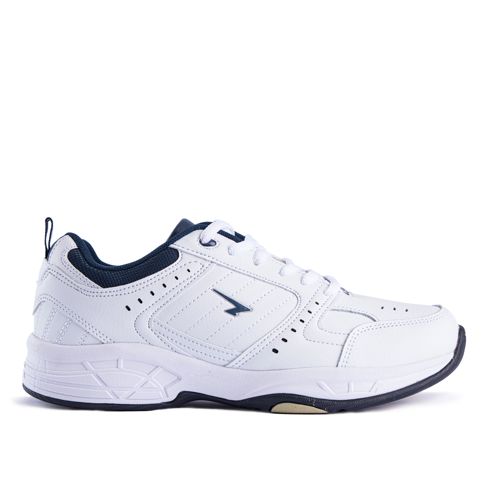 Defy Senior Leather Lace Up Cross Trainer - White Navy