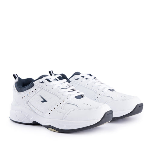 Defy Senior Leather Lace Up Cross Trainer - White Navy