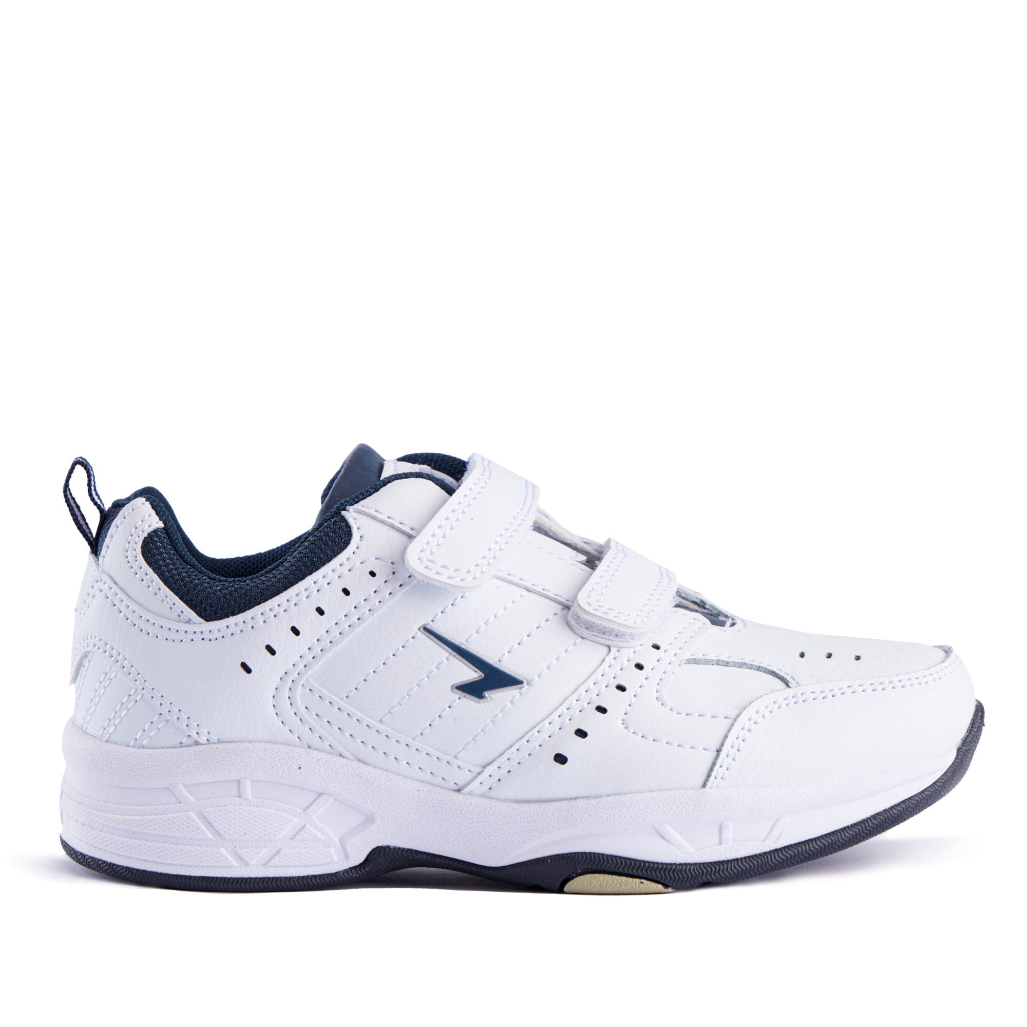 Defy Senior Leather V Strap Cross Trainer  - White Navy