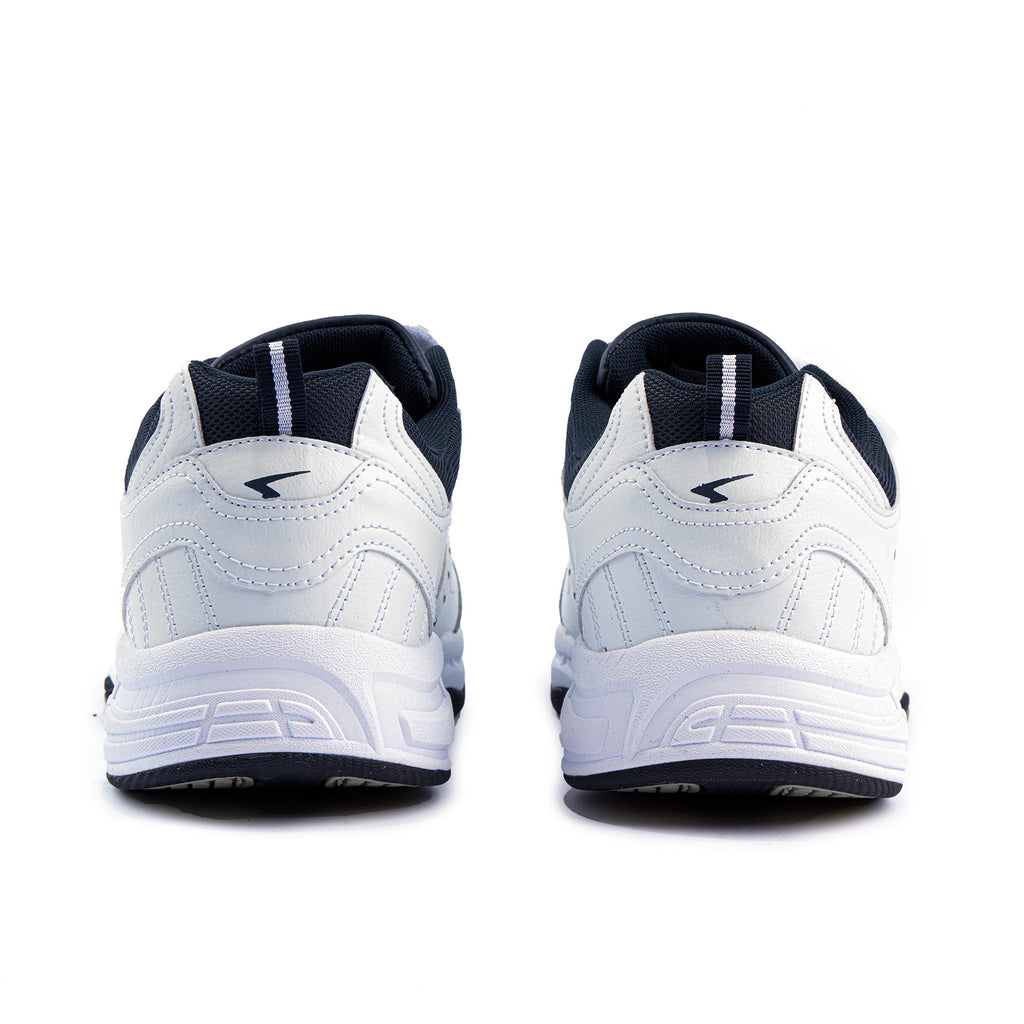 Defy Senior Leather V Strap Cross Trainer  - White Navy