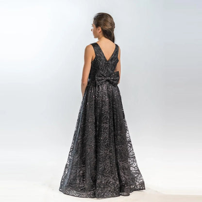 Sparkling Beauty Girls Formal Dress showcased from the back, featuring a stunning design with a large bow detail.