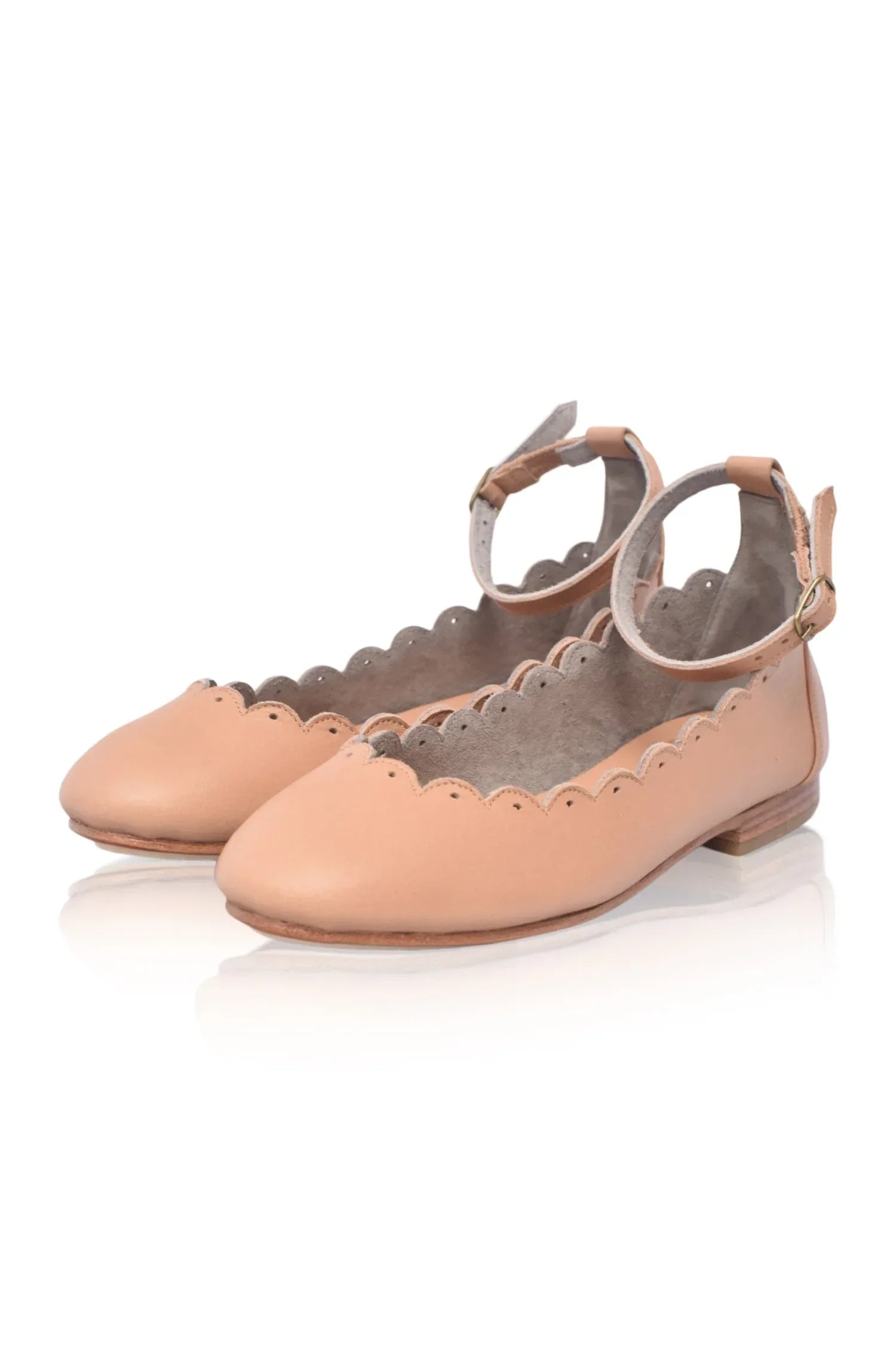 Fleur Scalloped Leather Ballet Flats - Modz Designs