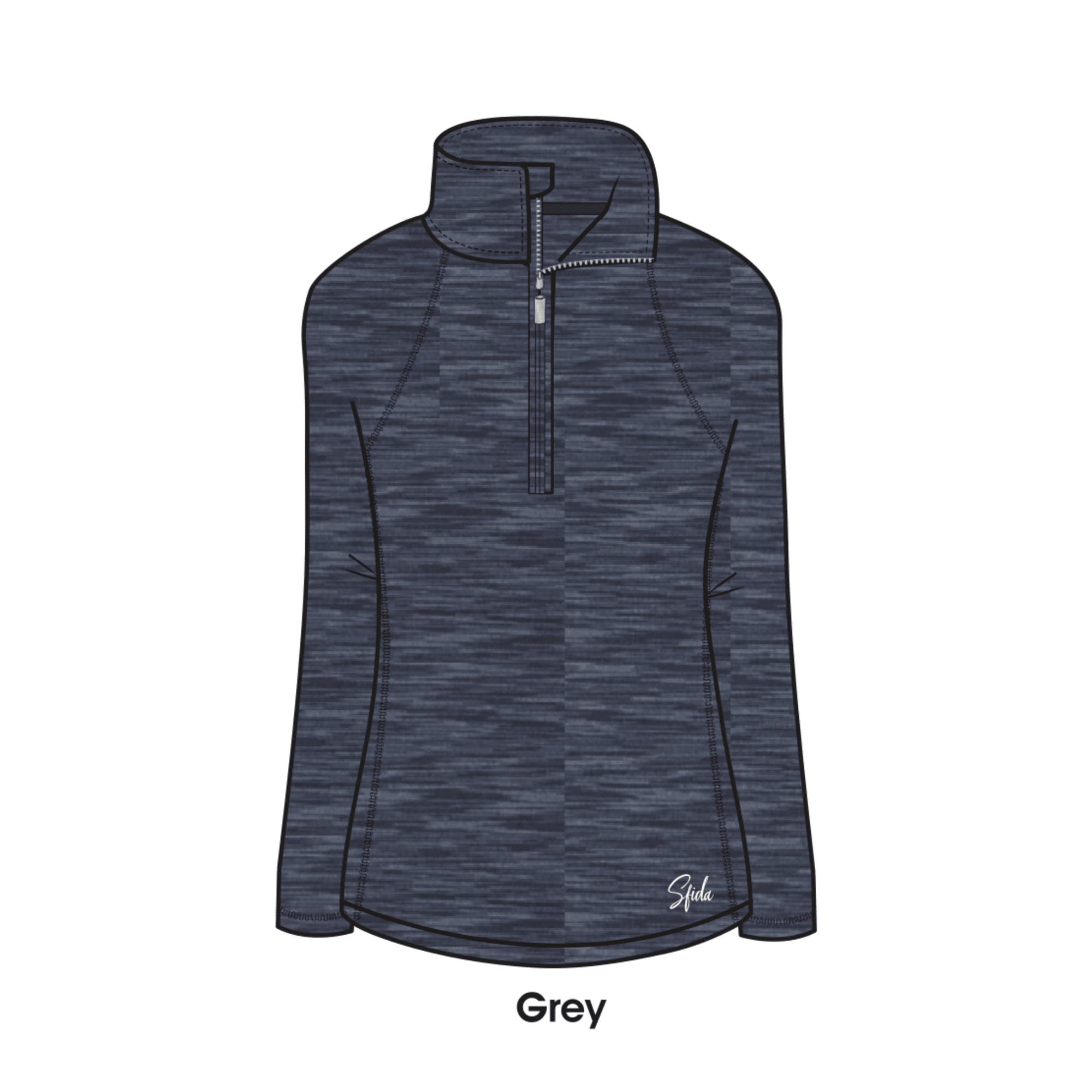 Gisele Ladies L/S 1/4 Zip TOP - Grey