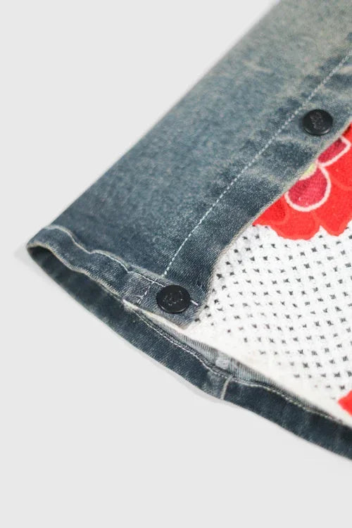 Opium Stone Wash Open Crochet Denim Jeans - Modz Designs