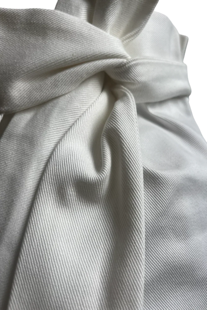 End of roll White Cotton Denim Wrap Midi Skirt - Modz Designs