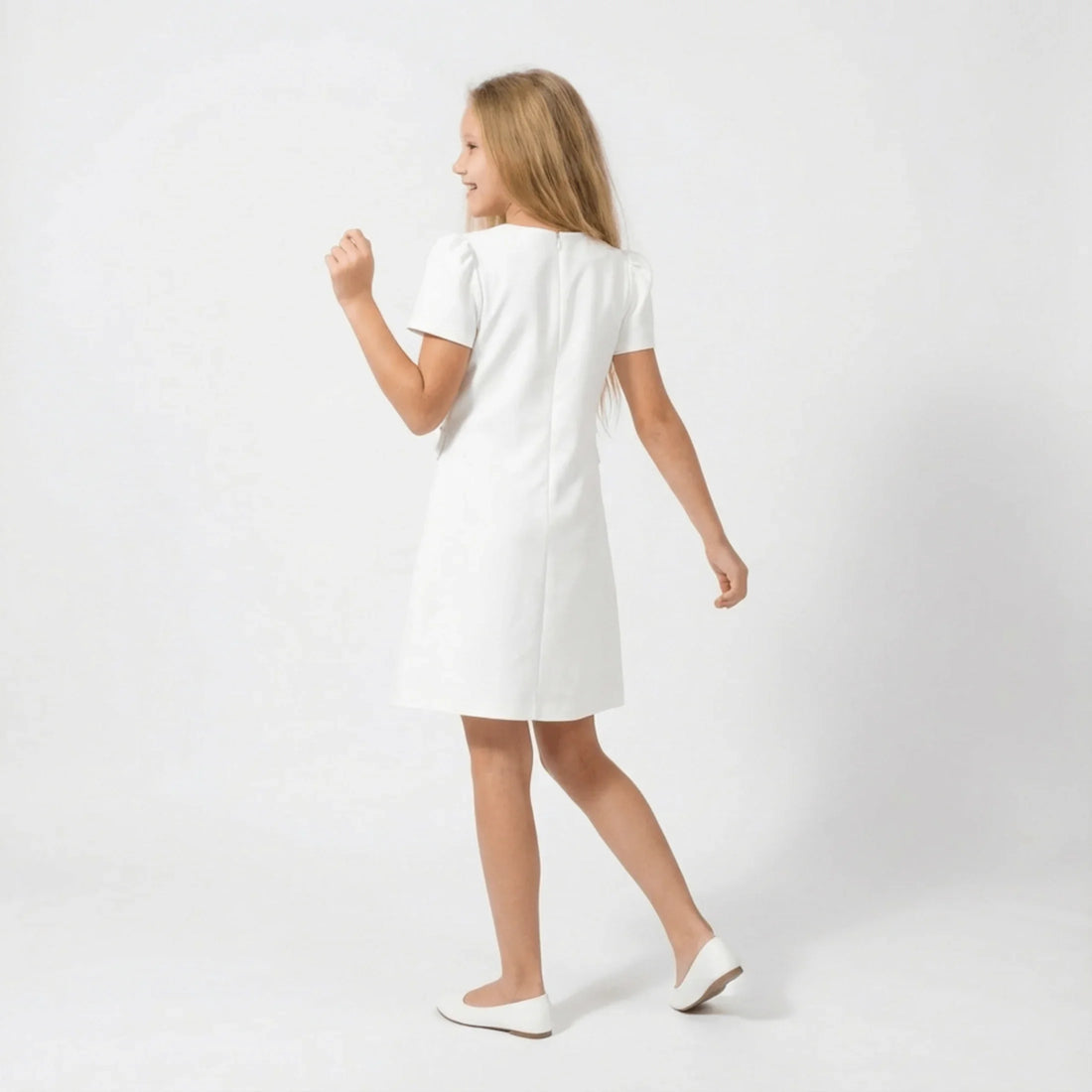 royal button a-line girls dress