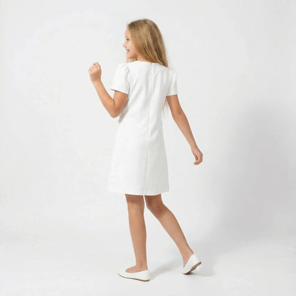 royal button a-line girls dress