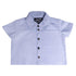 Blue Sateen Baby Shirt featuring a pocket and button closure, perfect for family outings.