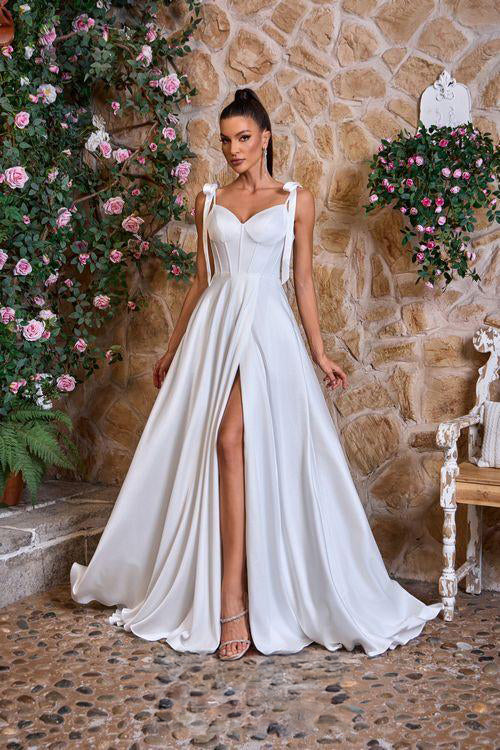 J26037 dress featuring a V-neck, delicate straps, and leg slit, perfect for special occasions in sage, ivory, and emerald.