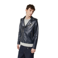 Men’s Dark Blue Biker Jacket-0