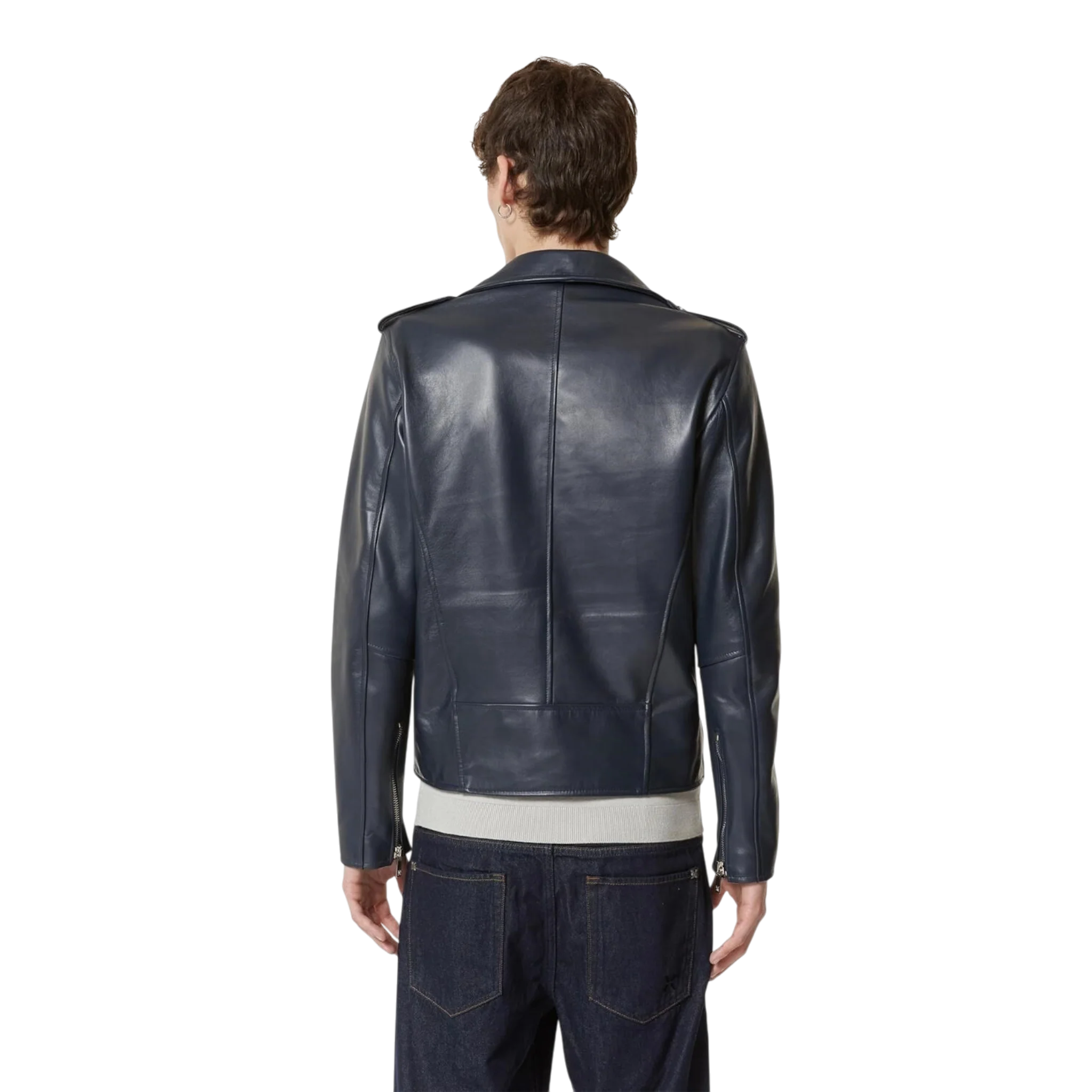 Men’s Dark Blue Biker Jacket-1